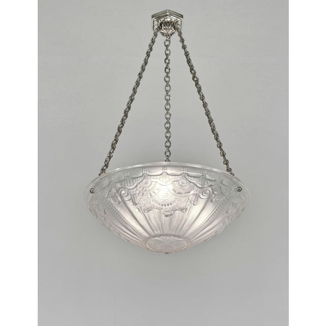 Hettier & Vincent French Art Deco Pendant Light by Hettier Et Vincent & J. Gauthier 1930 France For Sale - Image 4 of 11