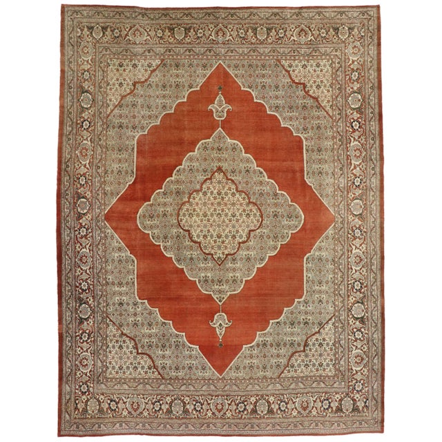 Early 20th Century Haji Khalili Persian Tabriz Rug, 10'02 X 13'03 For Sale - Image 9 of 9