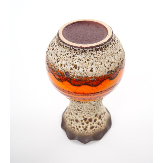 Mid-Century West German Glazed Porcelain Vase, Orange, Eggshell & Brown 10" Tall For Sale In New York - Image 6 of 10