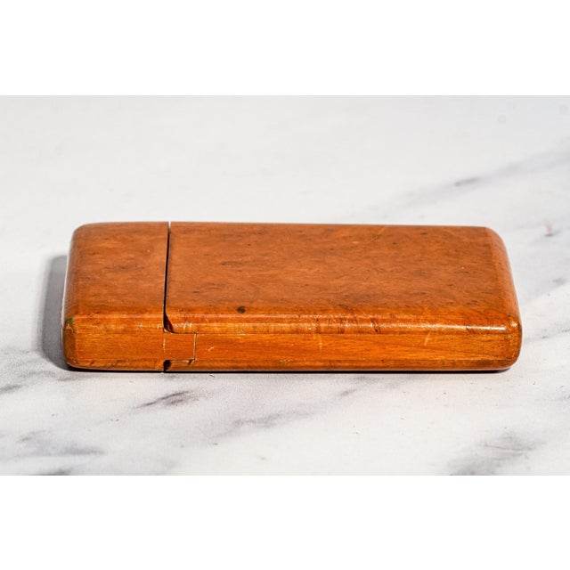 1910s Handcrafted Antique Wood Cigarette Case Integral Wood Hinge Gentleman’s Pocket Accessory Tobacciana For Sale - Image 5 of 8