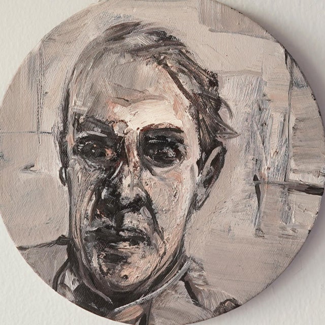 Contemporary Late 20th Century Original Circle Portrait Painting For Sale - Image 3 of 11