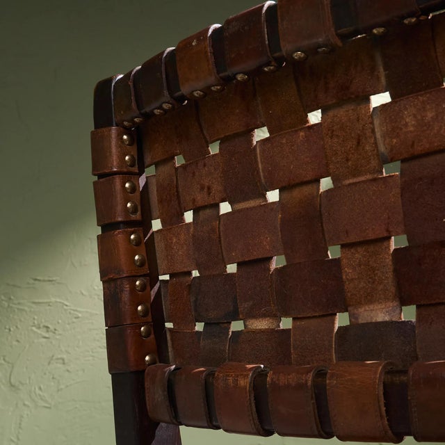 Chairs in Cognac Leather and Stained Oak from Jens Risom, United States, 1940s, Set of 6 For Sale - Image 12 of 14