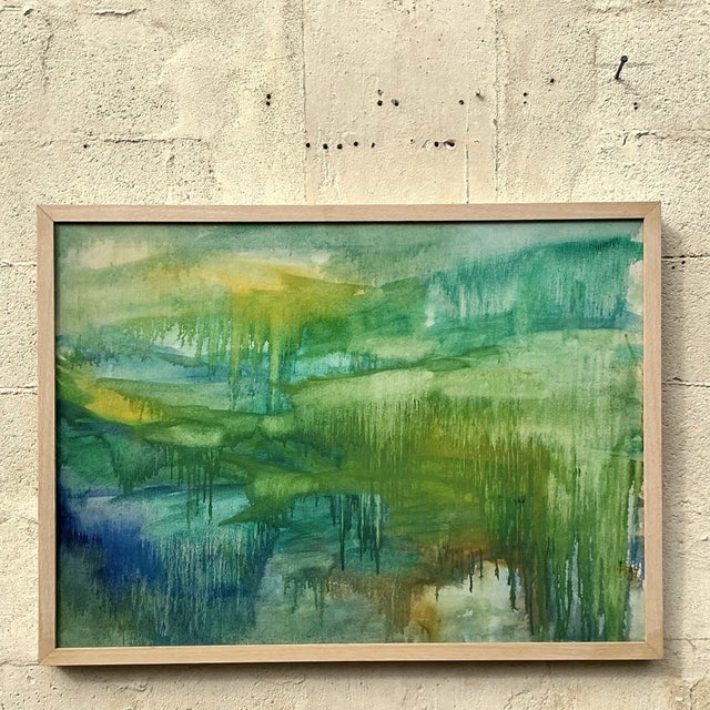 Vintage Boho Original Abstract Oil on Canvas For Sale In West Palm - Image 6 of 6