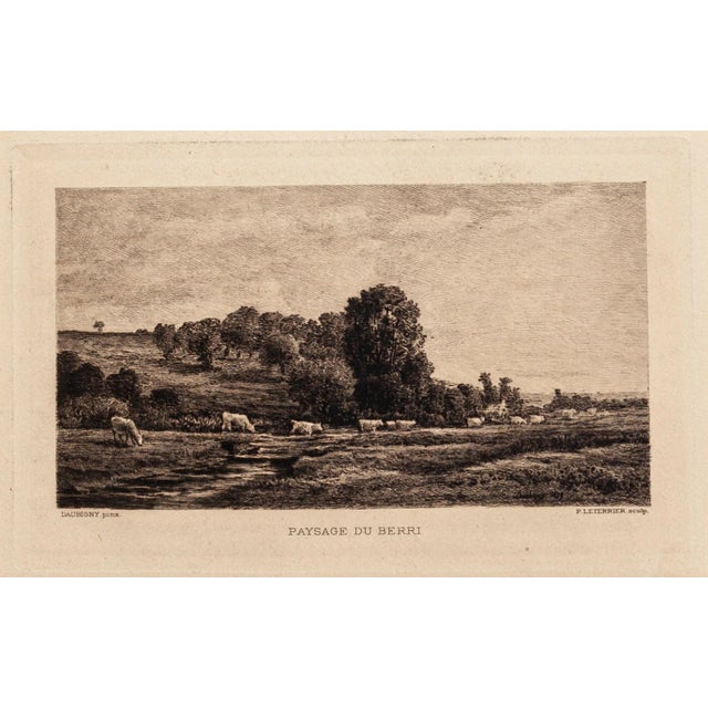 Charles-françois Daubigny - Landscape Berri - Etching - 19th-Century For Sale