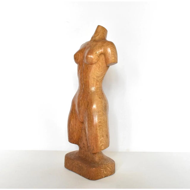 Mid-Century Modern Mid-Century Modern Original Wood Female Torso Sculpture Signed Robert Clifton For Sale - Image 3 of 9