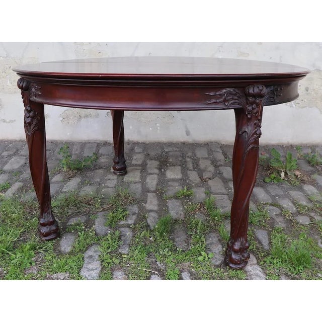 Art Nouveau Round Banquet Dining Table After Majorelle For Sale - Image 11 of 13