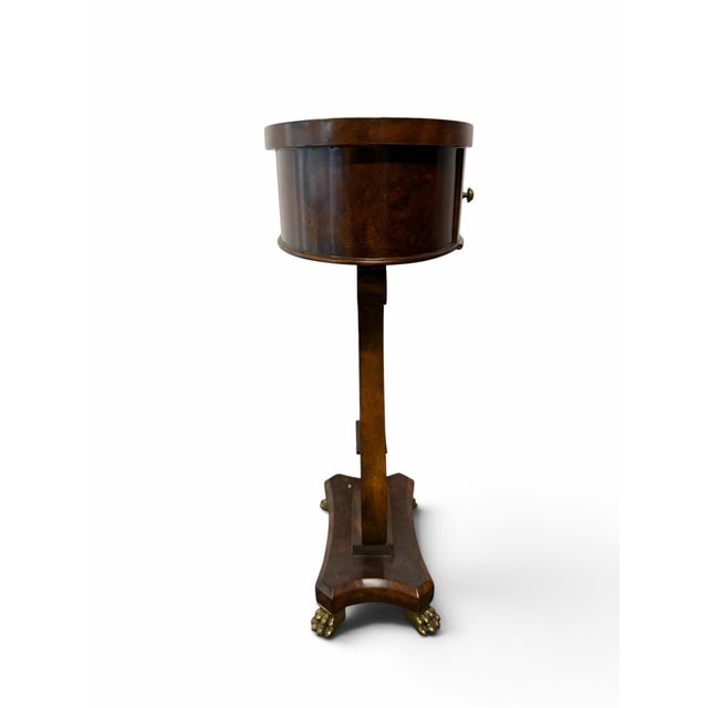 English Vintage Maitland-Smith Burl Walnut Lyre Accent Table For Sale - Image 3 of 9