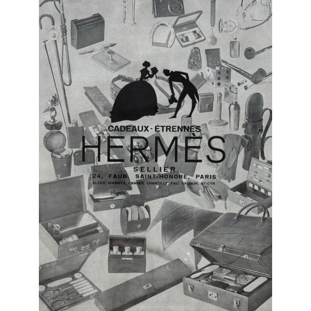 Own a piece of luxury heritage with this stunning set of three framed vintage Hermès advertisements, each elegantly...