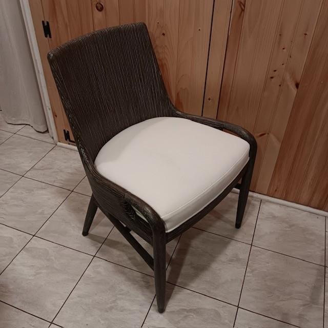 Le Mar Side Chairs - Hardwood frame and legs with a cerused texture, featuring core rattan intricately wrapped over a...