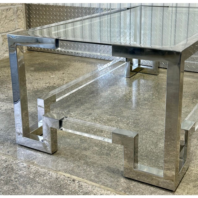 Horchow Shanna Acrylic Glass Top Chrome Modern Coffee Table For Sale - Image 9 of 12