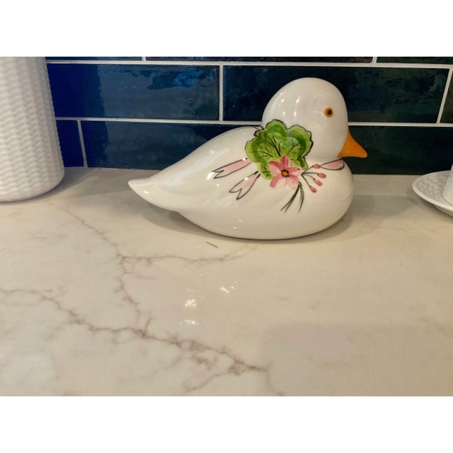 Vintage Ceramic Hand Painted Floral Duck For Sale In Oklahoma City - Image 6 of 6