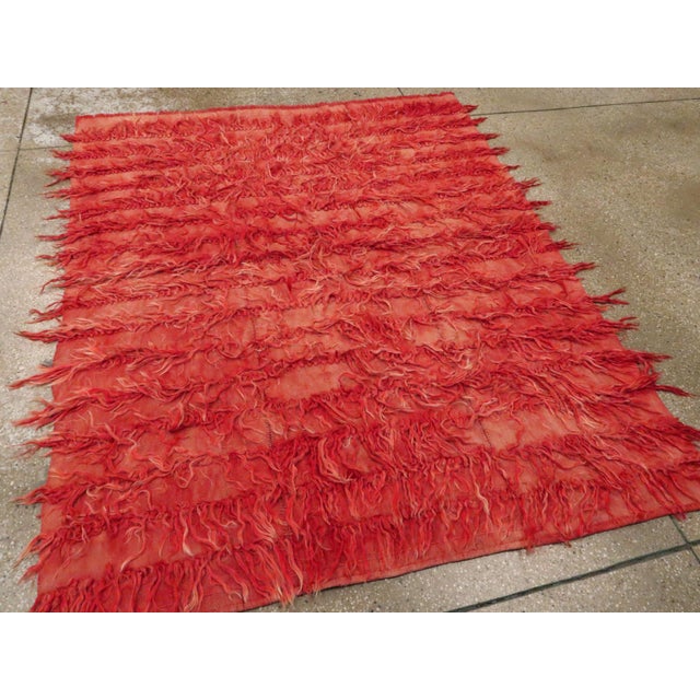 Mid 20th Century Galerie Shabab Collection Mid-20th Century Shaggy Turkish Rug With a Red Tribal Design For Sale - Image 5 of 10