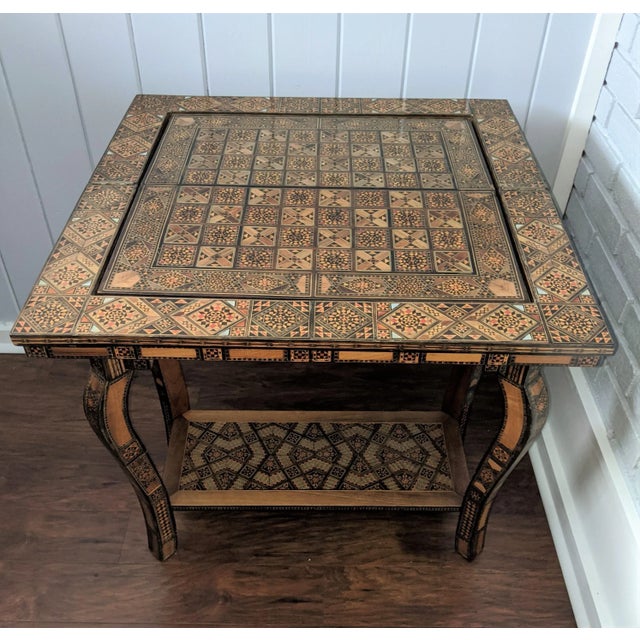 Antique Syrian Parquetry Game Table with Game Pieces For Sale In Birmingham - Image 6 of 11
