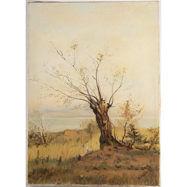 D. Klein, Solitary Tree by the Lakeside in Autumn Field, Oil Painting For Sale - Image 9 of 16