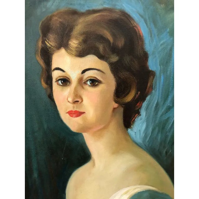 Timeless Gaze - Original Oil on Canvas Signed on the Bottom 1961, Framed For Sale - Image 4 of 6