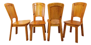Vintage Chairs in Pine by Charlotte Perriand for Les Arcs, 1970s, Set of 4