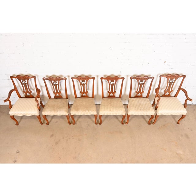 Romweber Romweber French Provincial Louis XV Burl Wood Dining Chairs, Set of Six For Sale - Image 4 of 12