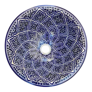 2010s Moroccan Ceramic Sink, Handmade and Hand Painted