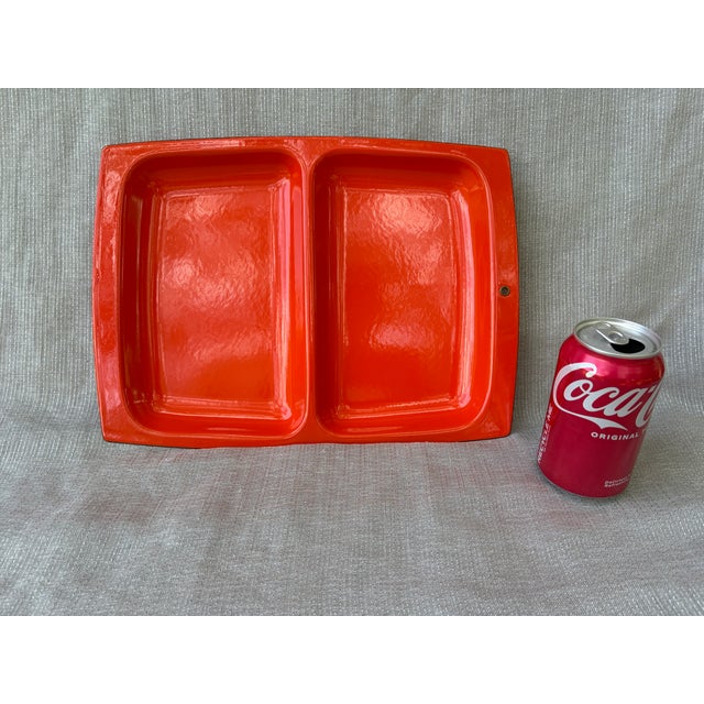 MCM Orange Enamel Divided Tray For Sale - Image 12 of 14