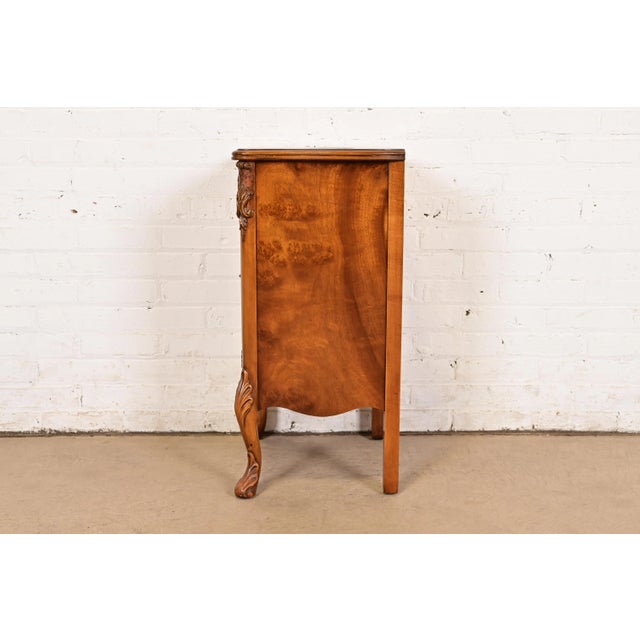Romweber French Provincial Louis XV Burl Wood Nightstand, Circa 1920s For Sale - Image 9 of 11