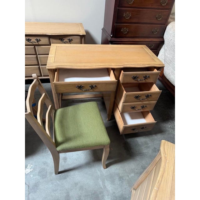 1970s Vintage French Provincial Writing Desk and Chair For Sale - Image 5 of 7