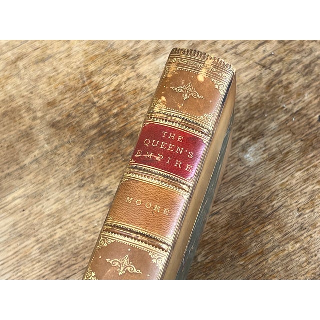 Victorian Rare Antique Victorian Leather Spine Book the Queen’s Empire Author Inscribed Illustrated India Travel History British Empire For Sale - Image 3 of 15