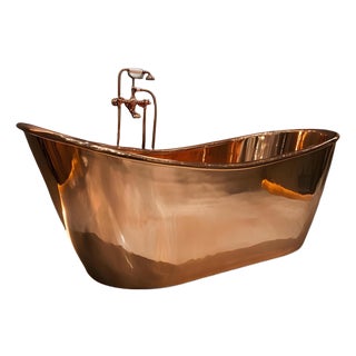 Luxury Handcrafted Copper Slipper Bath Tub - Copper Slipper Tub - 100% Natural Brass For Sale