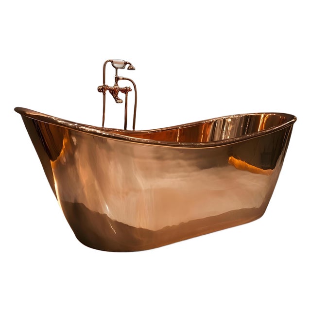 Luxury Handcrafted Copper Slipper Bath Tub - Copper Slipper Tub - 100% Natural Brass For Sale