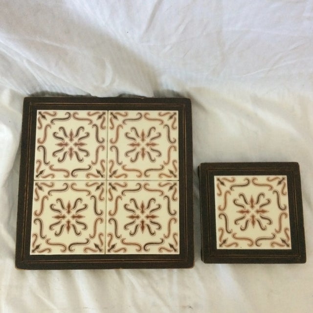 1970's Arts and Crafts Brown Mexican Tile Trivets - 2 For Sale - Image 13 of 13
