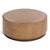 Aged Caramel Leather Round Ottoman For Sale - Image 4 of 5