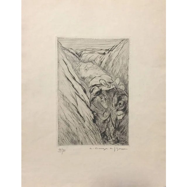 Le Blessé dans la Tranchée (variante 1) - Original Etching and Drypoint 1919 For Sale - Image 4 of 4