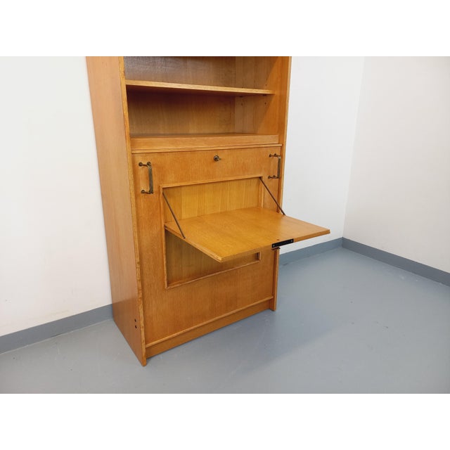Vintage Oak Bookcase with Side Table, 1960s For Sale - Image 6 of 18