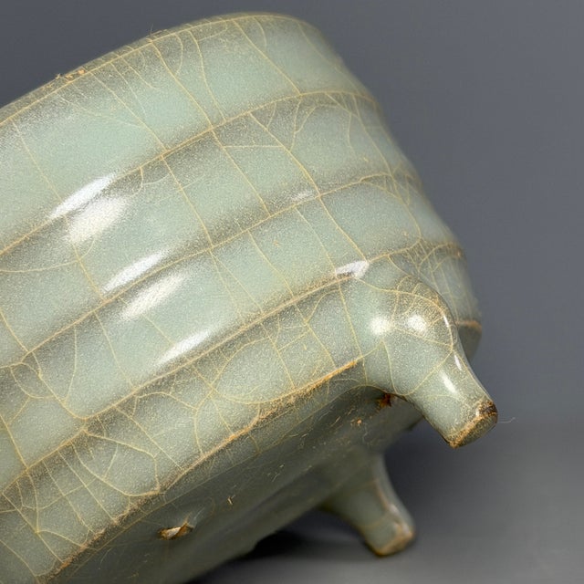15th Century & Earlier Antique Chinese Longquan Celadon Tripod Censer For Sale - Image 5 of 9