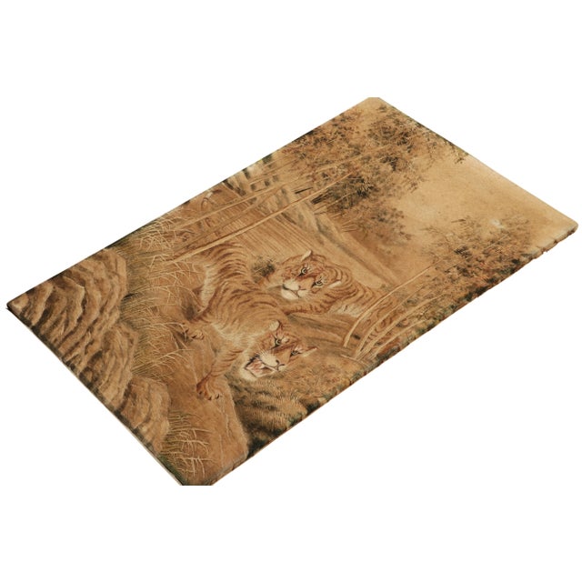 From the most collectible new curations, an antique 3x5 pictorial tapestry from Japan, handwoven in silk circa 1890-1900....