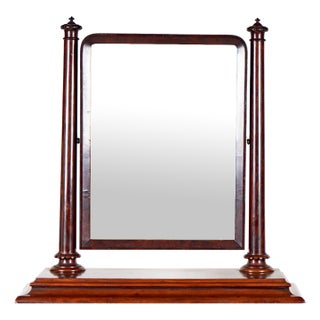 Elegant English Regency Style Mahogany Vanity Mirror With Turned Column Supports, Tilting Plate, Mid-20th Century For Sale