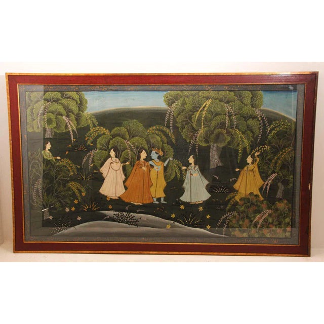 Painting of Radha and Krishna with Female Gopis For Sale - Image 10 of 13