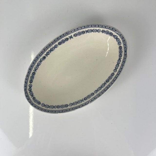 Blue Sévigné Serving Dish in Earthenware from Boch Frères Keramis, Belgium, Early 20th Century For Sale - Image 8 of 8