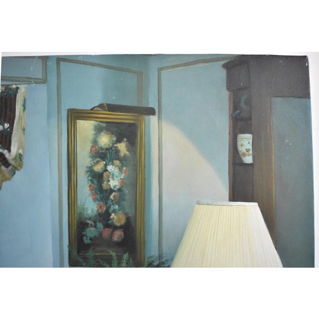 Textile Contemporary Large Realist Interior Decor Oil Painting For Sale - Image 7 of 11