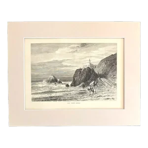 Antique 1874 Wood Engraving "The 'Cliff House'" San Francisco CA in 11x14 Mat