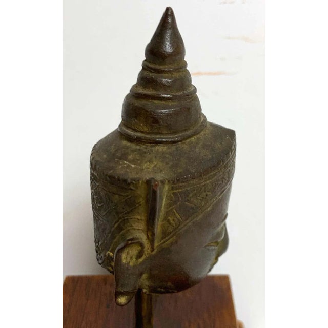 Mid 20th Century Miniature Bronze Thai Buddha Head - a Pair For Sale In West Palm - Image 6 of 13