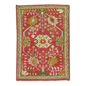 Early 20th Century Antique Zabihi Collection Bright Red Turkish Oushak Carpet