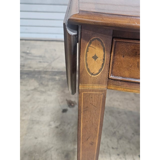 Late 20th Century Pair of Henredon Mahogany Pembroke Tables Inlays For Sale - Image 9 of 13