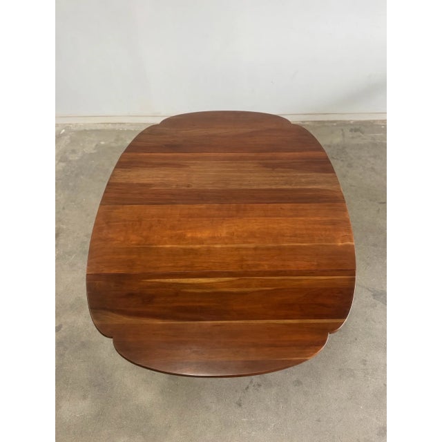 Brown 1960s Walnut Scalloped Dining Table For Sale - Image 8 of 9