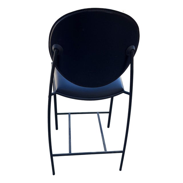 1990s 1990s Dakota Jackson Memphis Style "Vik-Ter" Black Leather Barstool For Sale - Image 5 of 8