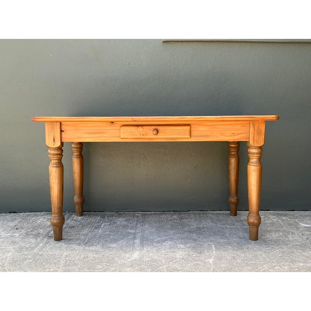 Wood Vintage Knotty Pine Farm Table For Sale - Image 7 of 12