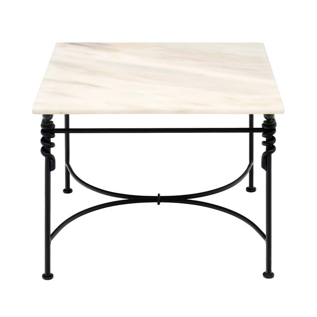 Cream Vintage French Coffee Table, Iron and Marble For Sale - Image 8 of 9
