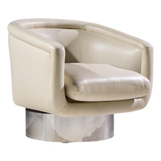 Leon Rosen for Pace Mid Century Chrome Swivel Lounge Chair For Sale