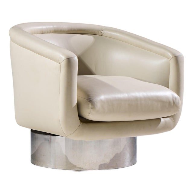 Leon Rosen for Pace Mid Century Chrome Swivel Lounge Chair For Sale