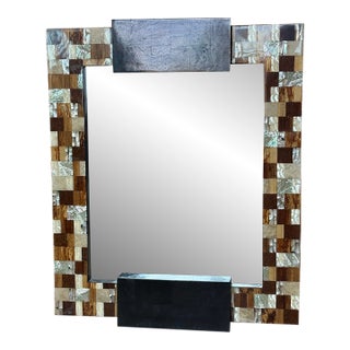 Marquis Collection Beverly Hills Wall Mirror Stone Pen Coconut Shell Wood For Sale