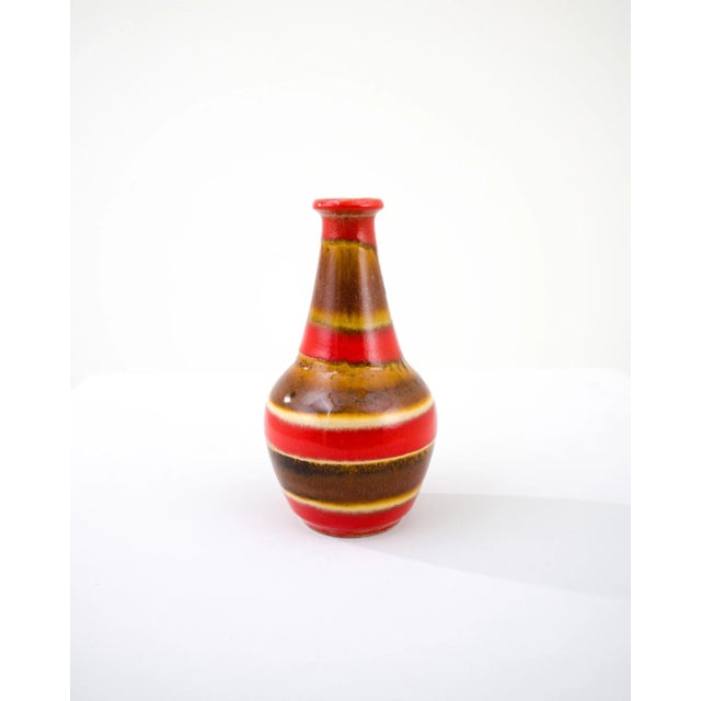 Mid-Century Modern 1960s Mid-Century Modern W. Germany Ceramic Jar Red & Gold For Sale - Image 3 of 10